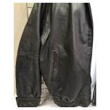 Vintage St Johns Bay | Black Leather Jacket Adult Large Full Zip Quilt Line
