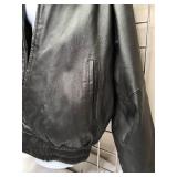 Vintage St Johns Bay | Black Leather Jacket Adult Large Full Zip Quilt Line