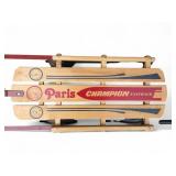 Vintage Paris Champion Red Fastback Snow Sled Floating Steering 46" Long