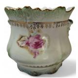 Vintage Nippon Floral Rose Knob Hand Painted Biscuit  | German Porcelain Serving Plate with Roses