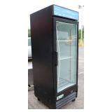 Avantco Model # 78GDC23HCB, Black Swing Glass Door Merchandiser Refrigerator With LED Light & Customizable Panel