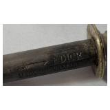 Rare F-DICK 21" long Brass BullHead Honing Sharpening Steel - Vintage from 1873-1940s.  Made in Germany