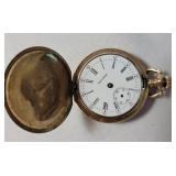 Vintage Waltham Pocket Watch includes a Burlington Case made of 2 plates of solid Gold over composition.  Watch does not work.