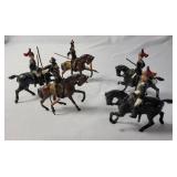 5-Vintage Precast British Horses with Soldiers. Made by JO/HILLCO.  Made in the 50