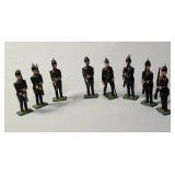 8-Vintage Black Precast British Soldiers standing guard. - Made by JO/HILLCO in the 50