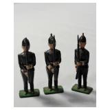 8-Vintage Black Precast British Soldiers standing guard. - Made by JO/HILLCO in the 50