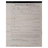 2 Vintage Original Court Documents .  One from the "First District Court of Exxex. Commonwealth" - 16th day of April 1889 and one from the "House of Correction Commonwealth of Massachusetts" - October