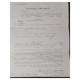 2 Vintage Original Court Documents .  One from the "First District Court of Exxex. Commonwealth" - 16th day of April 1889 and one from the "House of Correction Commonwealth of Massachusetts" - October