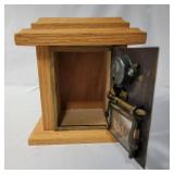 Walnut Flying  Eagle  (circa 1906-1920) Post Office Bank with Door and Glass Window. Combination included. 7 1/2" L x 6 1/2" W x 5" D