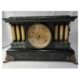 Antique Seth Thomas Adamantine 6 Pillar Mantle Clock with Lions Head Handles. Patented 1880.  No key and it is not functional. 16 1/2" L x 10 1/2" W x 5" D