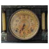 Antique Seth Thomas Adamantine 6 Pillar Mantle Clock with Lions Head Handles. Patented 1880.  No key and it is not functional. 16 1/2" L x 10 1/2" W x 5" D