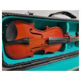 Vintage Small Cremona Fecit Anno Domini 19 Violin and Bow With Case .  Case is in great shape.