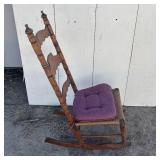 Vintage ladder-back Rocking Chair with padded seat