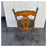 Vintage Wood and Iron Chair with Padded Cushion