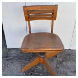 Vintage Wooden Swivel Office Stool