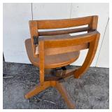 Vintage Wooden Swivel Office Stool