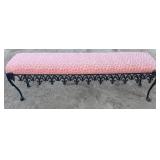 1960s Vintage French Hollywood Regency Bed Side Bench W Cast Iron Skirt