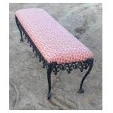 1960s Vintage French Hollywood Regency Bed Side Bench W Cast Iron Skirt
