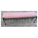 1960s Vintage French Hollywood Regency Bed Side Bench W Cast Iron Skirt