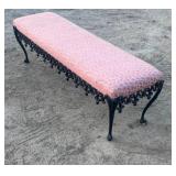 1960s Vintage French Hollywood Regency Bed Side Bench W Cast Iron Skirt