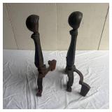 Antique Cast Iron Fireplace Andirons pair