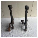 Antique Cast Iron Fireplace Andirons pair