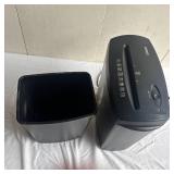Staples Paper Shredder and Small Trash Can