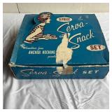 8 Piece Anchor Hocking Snack Plates with Cups - Glass with box