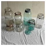 Vintage Canning Jars - lot - some with Glass Lids