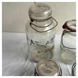 Vintage Canning Jars - lot - some with Glass Lids