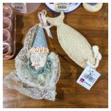 Misc. Craft Supplies - Small Lamp Shades, Clay Pots, Ceramic Face, Wooden Angel