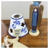 Misc. Craft Supplies - Small Lamp Shades, Clay Pots, Ceramic Face, Wooden Angel