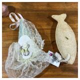 Misc. Craft Supplies - Small Lamp Shades, Clay Pots, Ceramic Face, Wooden Angel