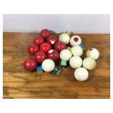 Vintage Bumper Pool Balls and 2 table collection units