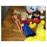 Lot of toys - Tiger flashlight, Kissing pigs, Barbie, Mickey Mouse, Baseball, Mini-stuffed animals, little animals and people