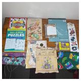 Misc Lot Craft and Sewing and Games & "Save the Earth" Fabric