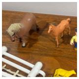 Misc. Toys - Farm animals, tiny cowboys, small fencing pieces