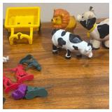 Misc. Toys - Farm animals, tiny cowboys, small fencing pieces