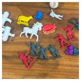 Misc. Toys - Farm animals, tiny cowboys, small fencing pieces