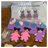 Lot Misc. - Ribbon, Craft Supplies, Twirl Drum Toy, Scarecrows on sticks