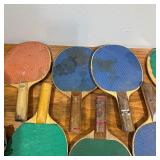 Lot of old Ping Pong Paddles and Net with bracket (only one bracket)