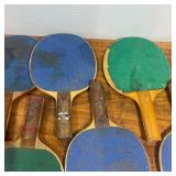 Lot of old Ping Pong Paddles and Net with bracket (only one bracket)