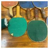 Lot of old Ping Pong Paddles and Net with bracket (only one bracket)