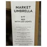 Market Umbrella 9 Foot Red with LED Lights