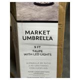 Market Umbrella 9 Foot Taupe with LED Lights