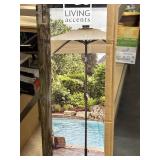 Market Umbrella 9 Foot Taupe with LED Lights