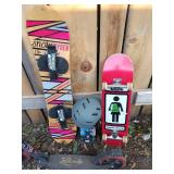 Set of 3 Sporting Items: Snowboard, Skateboard, and Scooter with Helmet