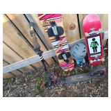 Set of 3 Sporting Items: Snowboard, Skateboard, and Scooter with Helmet