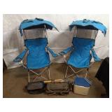 Set of 2 Folding Camping Chairs with Sun Shades and Accessories