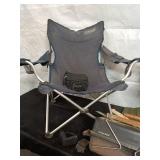 Collection of Camping Gear: Folding Chairs, Char-Broil Grill, and Bright Tote Bag